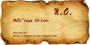 Mánya Orion névjegykártya
